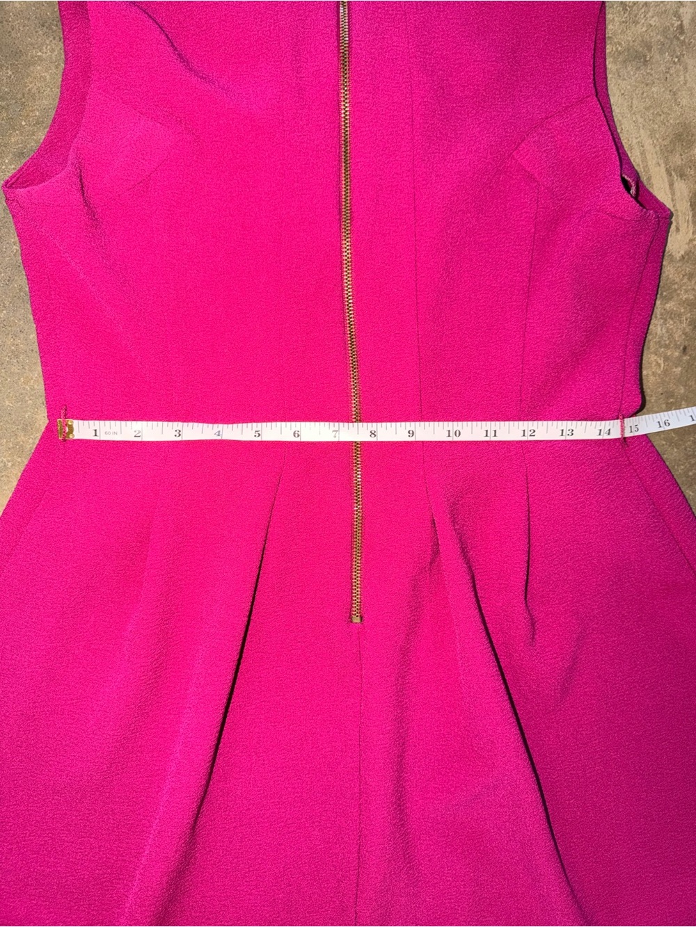 Gianni Bini Fuchsia Textured Fit & Flare Dress Sleeveless Zip Back Size Large - Picture 6 of 11